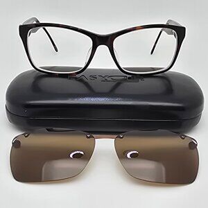 *SOLD* Easy Clip Mod EC321 Tortoise Rhinestone Cat Eye Eyeglasses Frame w/ Clip